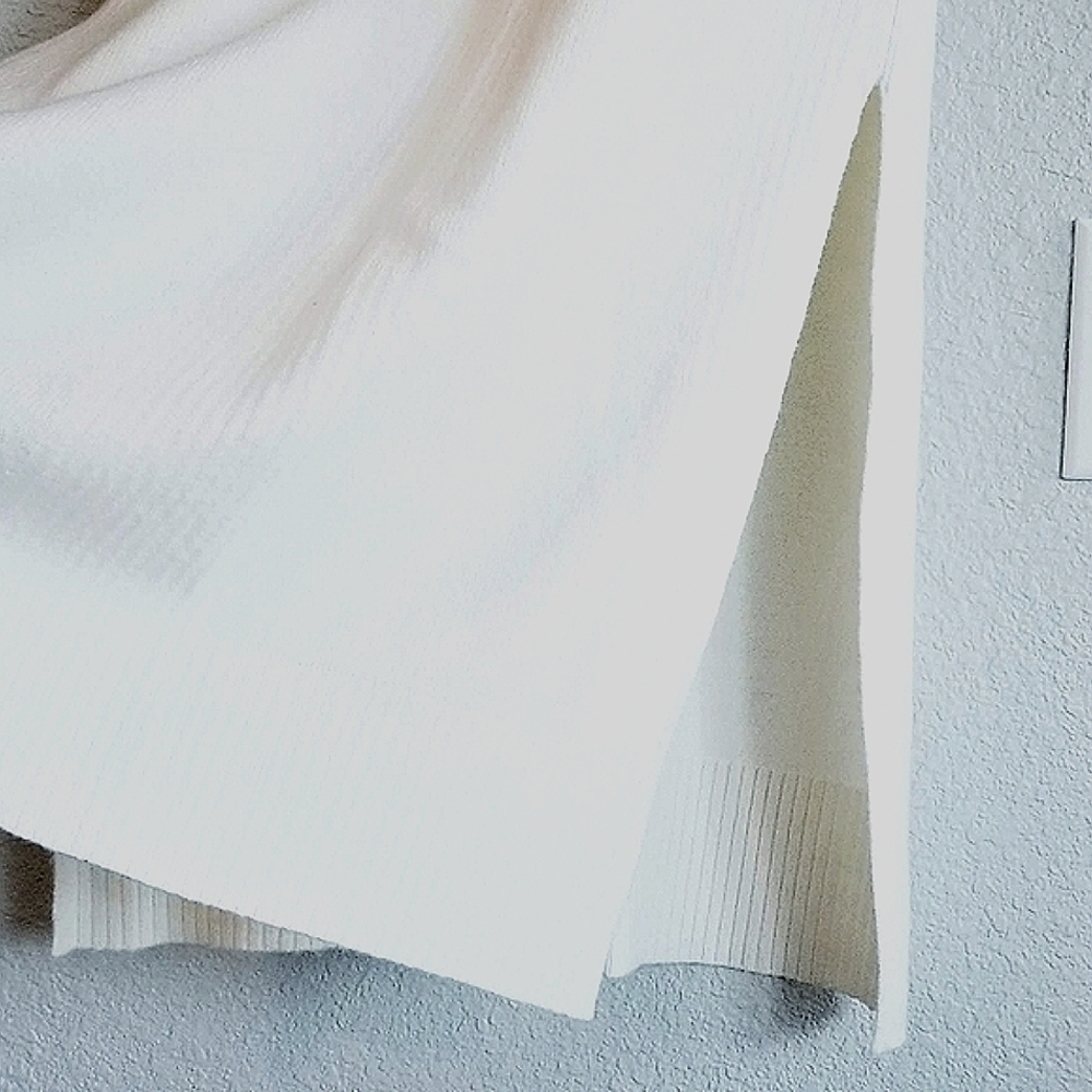White House Black Market Ivory Long Side Split Tunic Sweater - Picture 3 of 8